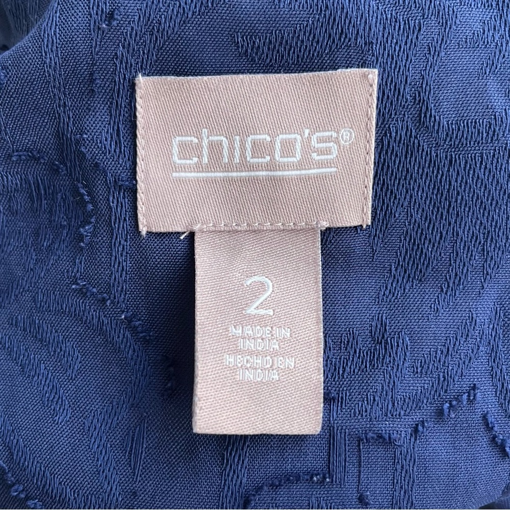 •Chico's• Popover Blouse with Embroidered Floral Velvet Detail - Size 12 - Picture 2 of 10
